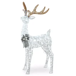 National Tree Company 65 In. Glittered Standing Buck With 200 Cool White Twinkling LED Lights