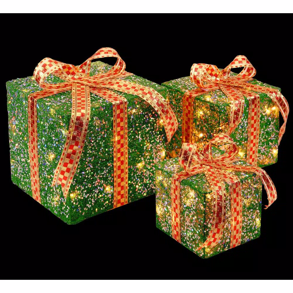 National Tree Company Pre-Lit Green Sisal Gift Box Assortment 1 National Tree Company Pre-Lit Green Sisal Gift Box Assortment