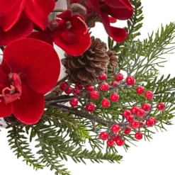 Nearly Natural 6 In. Orchid, Berry And Pine Holiday Candleabrum -Christmas decorations shop nearly natural christmas candles holders 4885 4f 1000