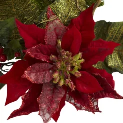 Nearly Natural Poinsettia Candelabrum Centerpiece 5 Nearly Natural Poinsettia Candelabrum Centerpiece -Christmas decorations shop nearly natural christmas candles holders 4951 4f 1000