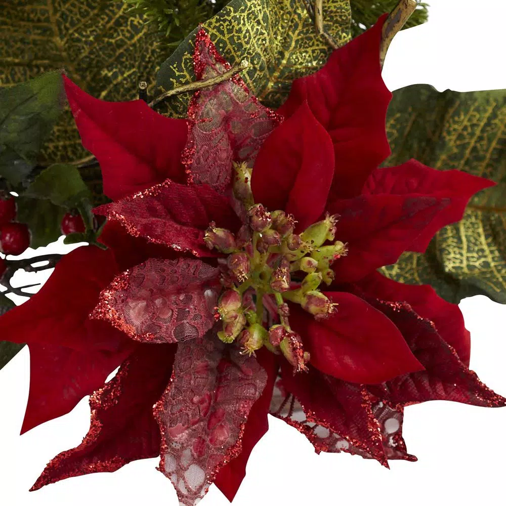 Nearly Natural Poinsettia Candelabrum Centerpiece 3 Nearly Natural Poinsettia Candelabrum Centerpiece - Image 3
