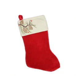 Northlight 19 In. Traditional Red Pine Cone Suede Cuff Christmas Stocking