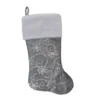 Northlight 22 In. Silver Metallic Sequined Polyester Christmas Stocking With Faux Fur Cuff