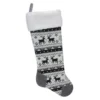 Northlight 23.25 In. Black Gray And White Polyester Rustic Lodge Knit Christmas Stocking With Sherpa Cuff