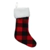 Northlight 18 In. Black And Red Buffalo Plaid Velvet Christmas Stocking With Sherpa Cuff
