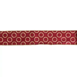 Northlight 2.5 In. X 16 Yds. Metallic Red And Gold Circle Wired Craft Ribbon