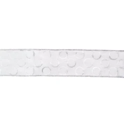 Northlight 2.5 In. X 16 Yds. Snowy White And Metallic Silver Circle Wired Craft Ribbon