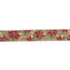 Northlight 2.5 In. X 16 Yds. Red And Green Poinsettia Wood Planks Christmas Wired Ribbon