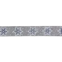 Northlight 2.5 In. X 16 Yds. Grey And White Glitter Snowflake Wired Craft Ribbon