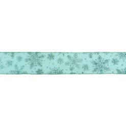 Northlight 2.5 In. X 16 Yds. Shimmering And Sparkly Aqua Snowflake Wired Craft Ribbon