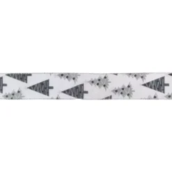 Northlight 2.5 In. X 16 Yds. White Silver And Black Tree Wired Craft Ribbon