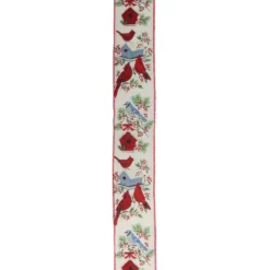 Northlight 2.5 In. X 16 Yds. Red Cardinals And Blue Bird Wired Craft Ribbon