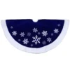 Northlight 48 In. Blue Velveteen Snowflake Christmas Tree Skirt With Faux Fur Trim