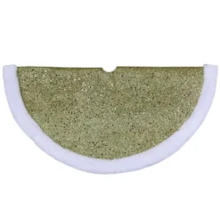 Northlight 20 In. Gold Glittered Mini Christmas Tree Skirt With Faux Fur Trim