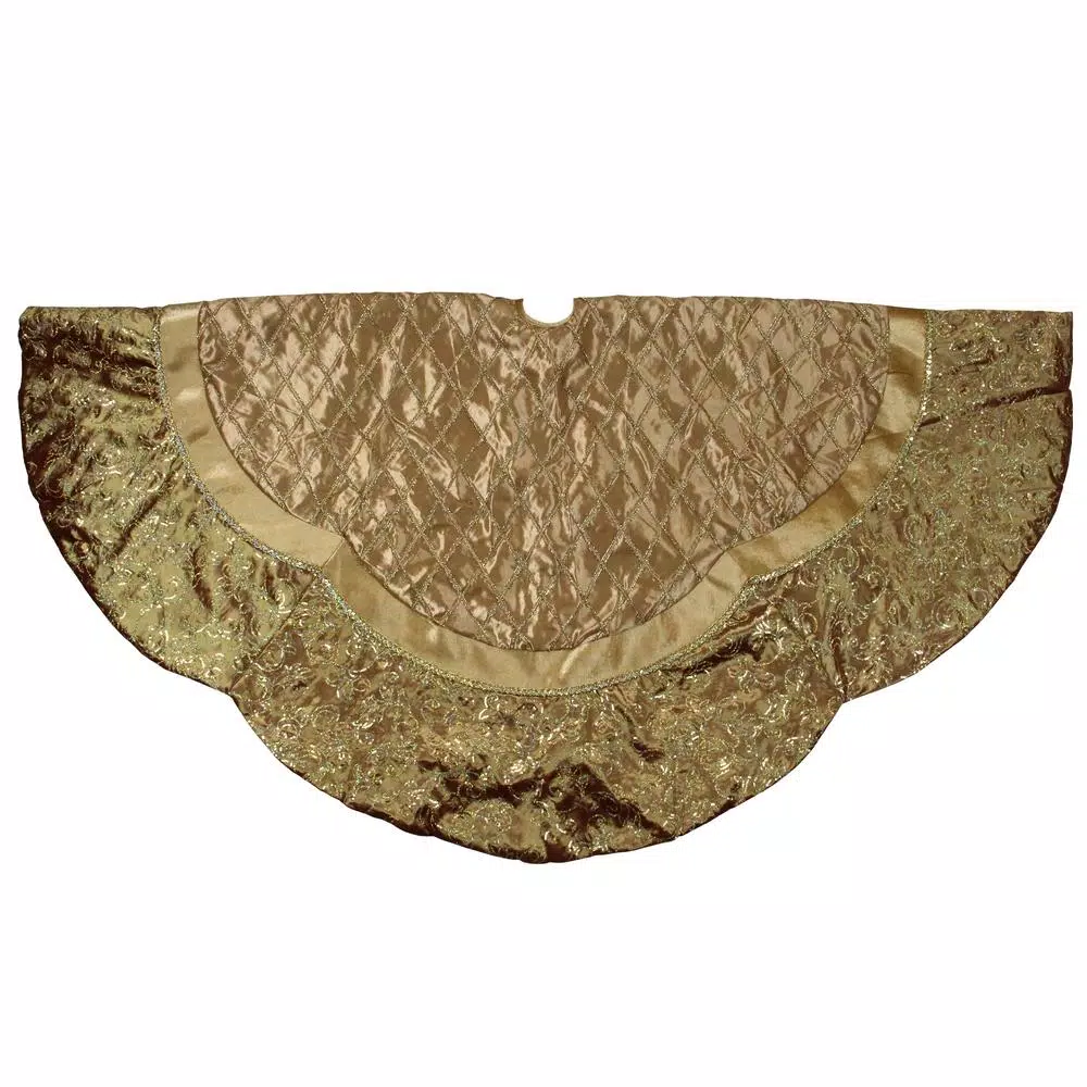Northlight 72 In. Gold Quilted Christmas Tree Skirt With Iridescent Sequins 1 Northlight 72 In. Gold Quilted Christmas Tree Skirt With Iridescent Sequins