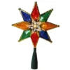 Northlight 8 In. Multi-Color Mosaic 8-Point Star Christmas Tree Topper – Clear Lights