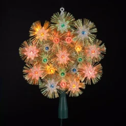 Northlight 8 In. Retro Gold Tinsel Snowflake Christmas Tree Topper β Multi Lights