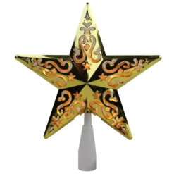 Northlight 8.5 In. Gold Star Cut-Out Design Christmas Tree Topper β Clear Lights