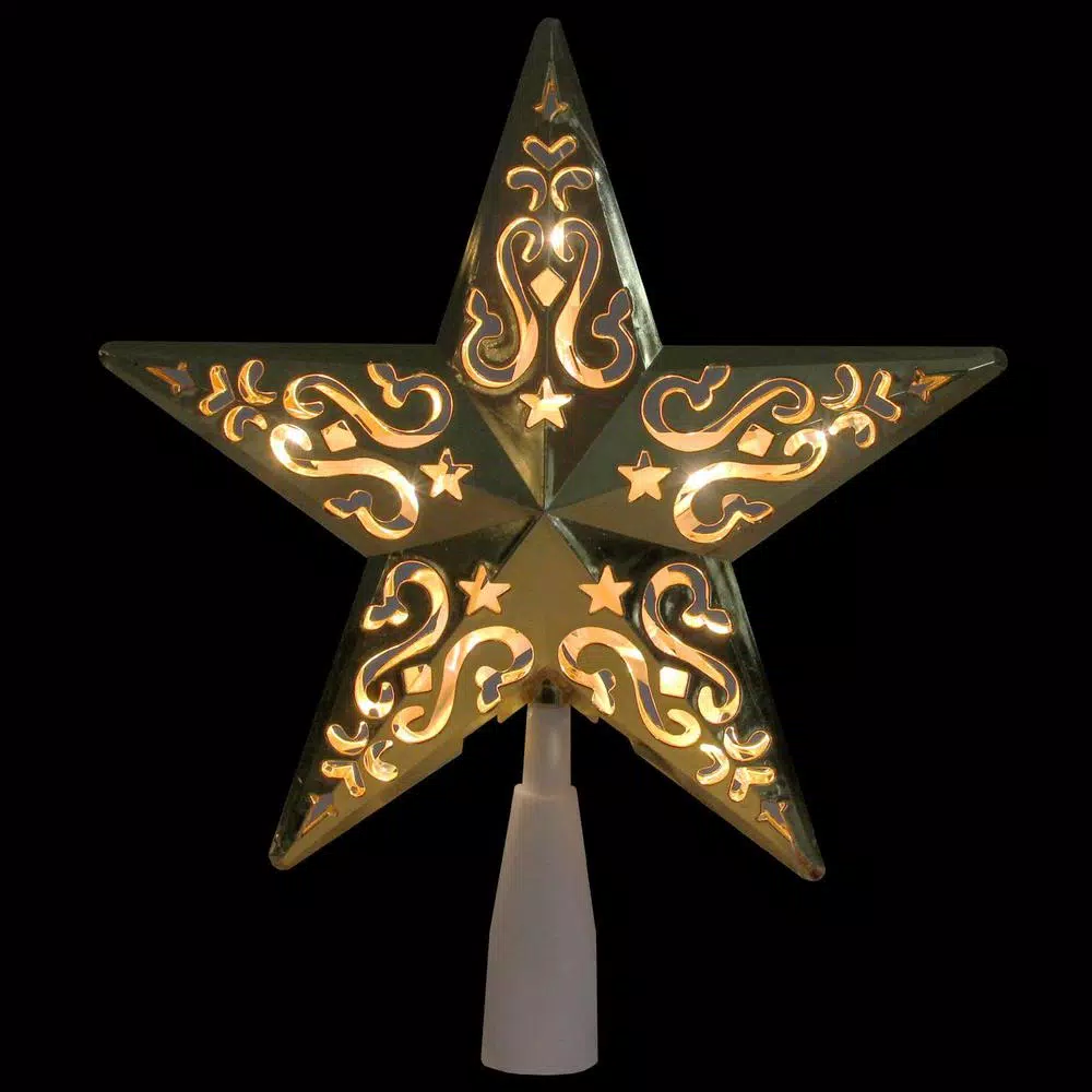 Northlight 8.5 In. Gold Star Cut-Out Design Christmas Tree Topper – Clear Lights 2 Northlight 8.5 In. Gold Star Cut-Out Design Christmas Tree Topper – Clear Lights - Image 2