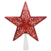 Northlight 8.5 In. Red Glitter Star Cut-Out Design Christmas Tree Topper – Clear Lights