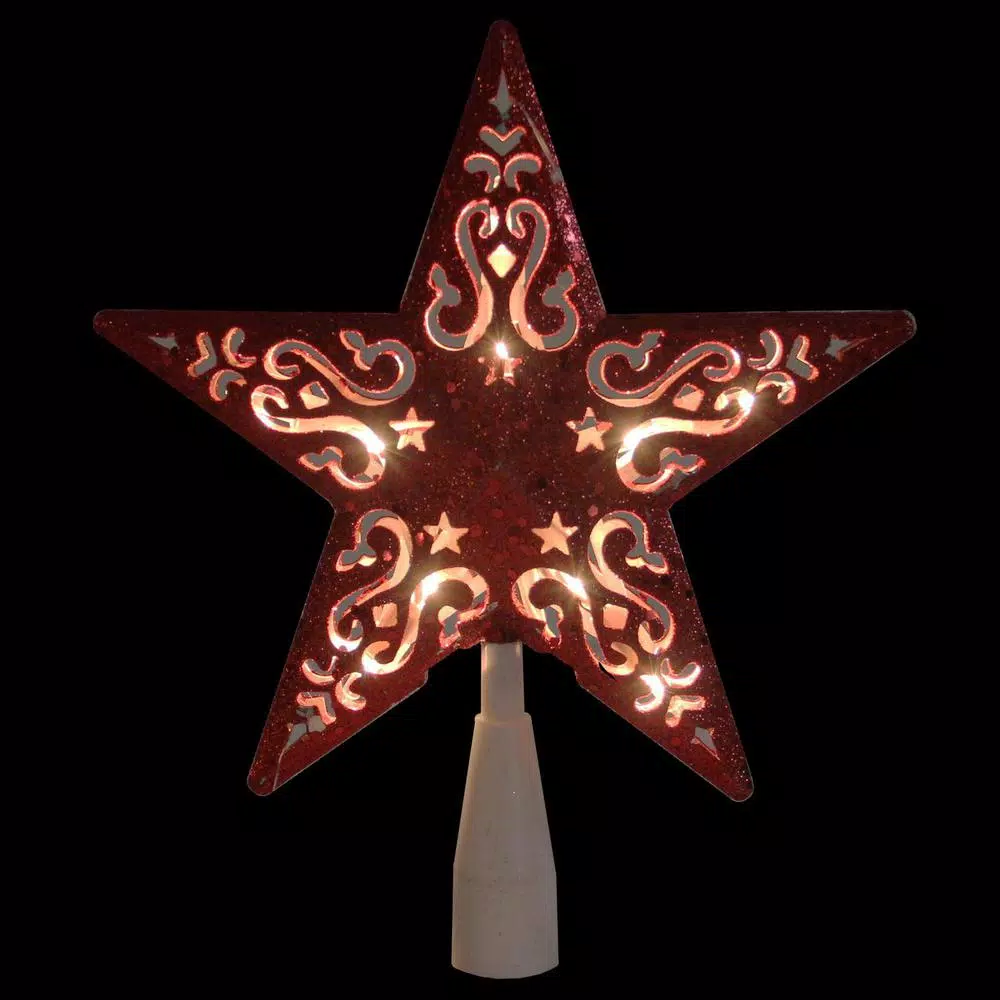 Northlight 8.5 In. Red Glitter Star Cut-Out Design Christmas Tree Topper – Clear Lights 2 Northlight 8.5 In. Red Glitter Star Cut-Out Design Christmas Tree Topper – Clear Lights - Image 2