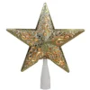 Northlight 8.5 In. Gold Glitter Star Cut-Out Design Christmas Tree Topper – Clear Lights