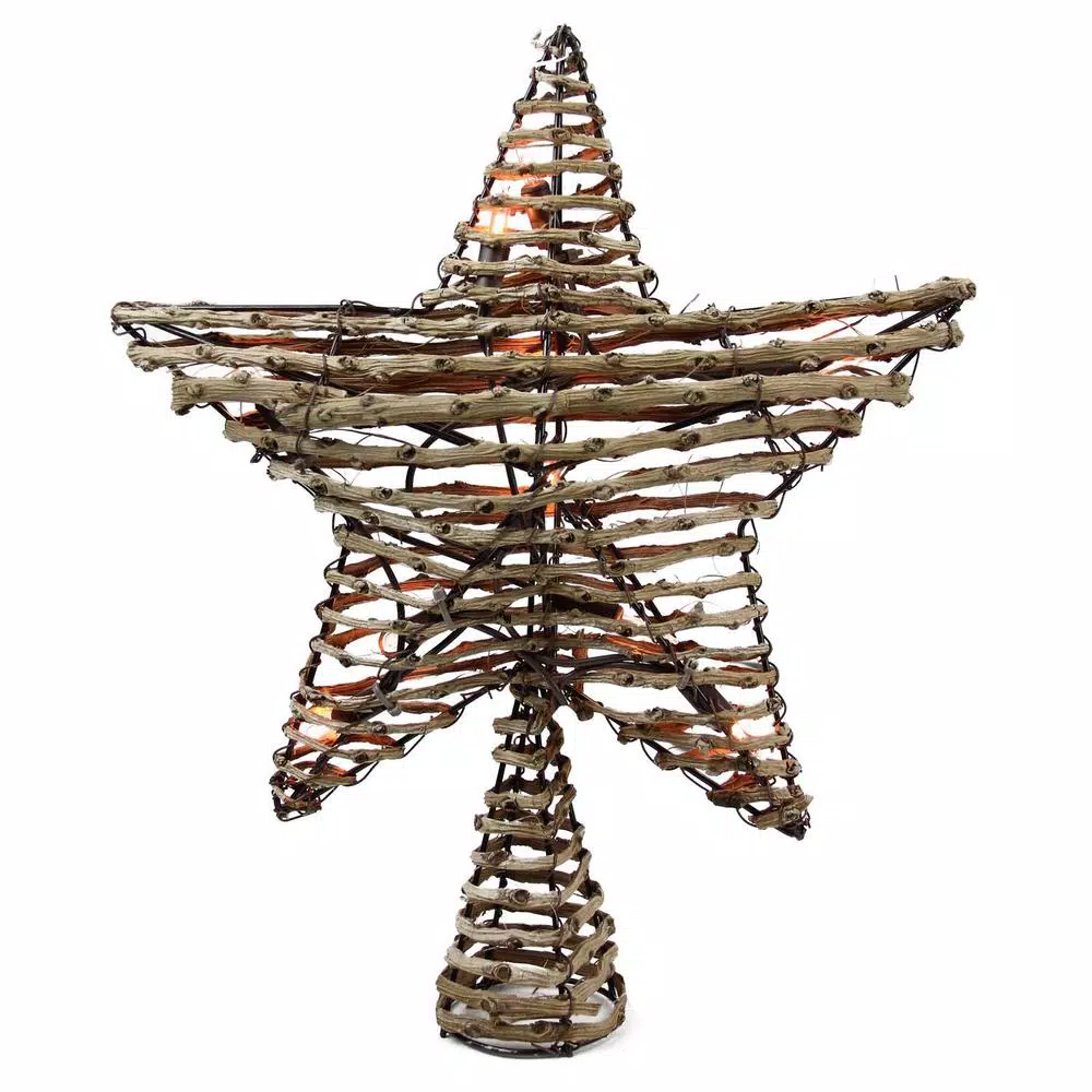 Northlight 11.5 In. Natural Brown Rattan Star Christmas Tree Topper – Clear Lights 1 Northlight 11.5 In. Natural Brown Rattan Star Christmas Tree Topper – Clear Lights