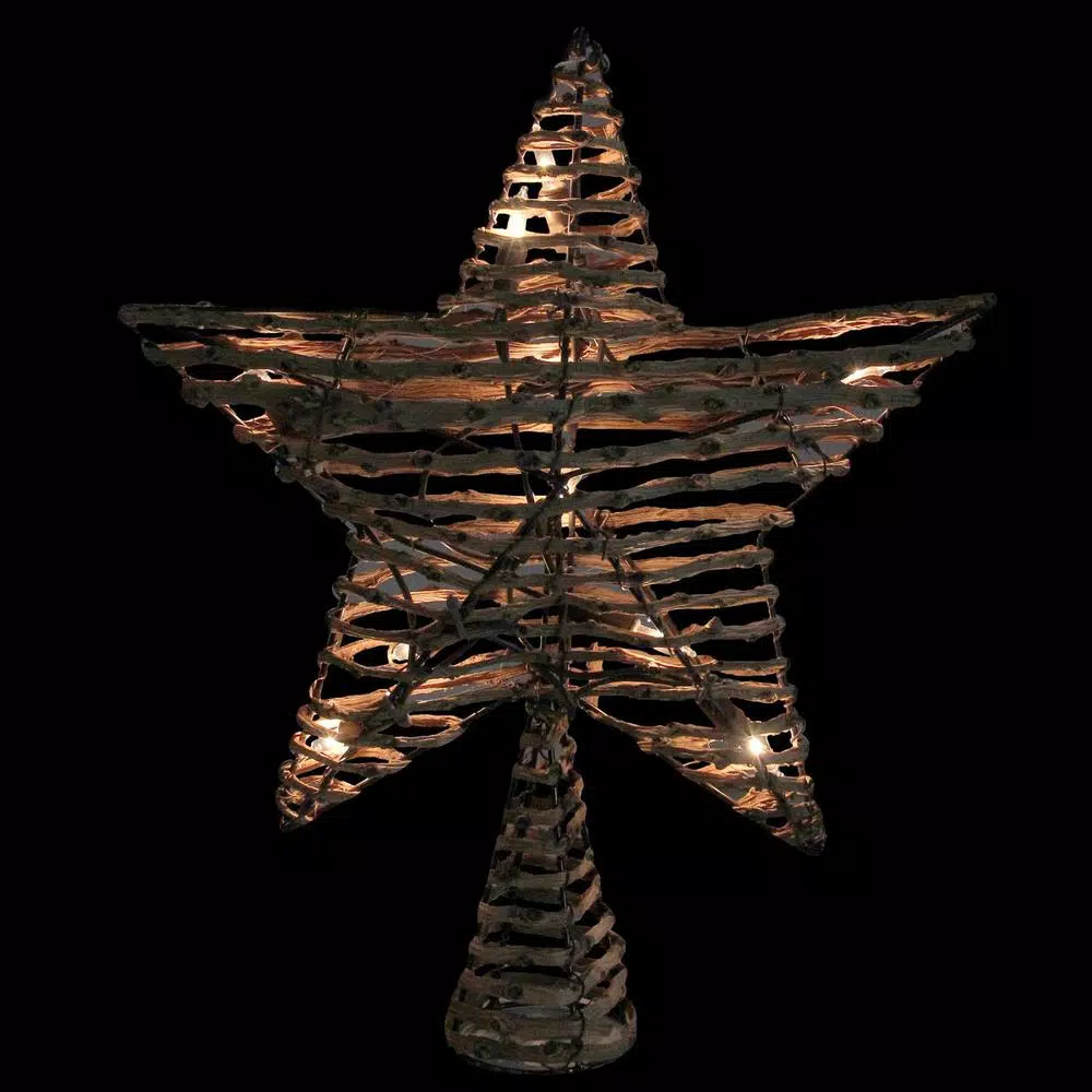 Northlight 11.5 In. Natural Brown Rattan Star Christmas Tree Topper – Clear Lights 2 Northlight 11.5 In. Natural Brown Rattan Star Christmas Tree Topper – Clear Lights - Image 2