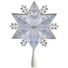 Northlight 10 In. Silver 8-Point Snowflake Christmas Tree Topper – Blue Lights