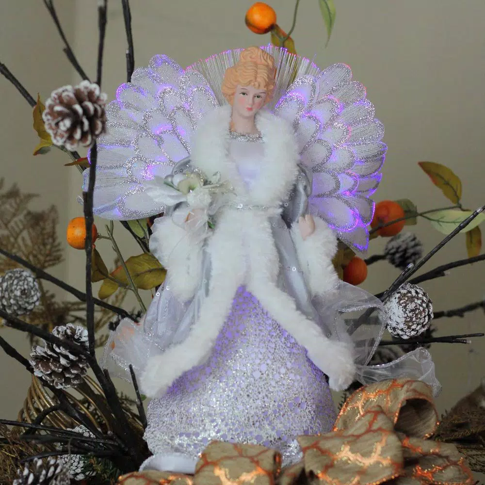 Northlight 13 In. Lighted B/O Fiber Optic Angel In Silver Gray Gown Christmas Tree Topper 3 Northlight 13 In. Lighted B/O Fiber Optic Angel In Silver Gray Gown Christmas Tree Topper - Image 3