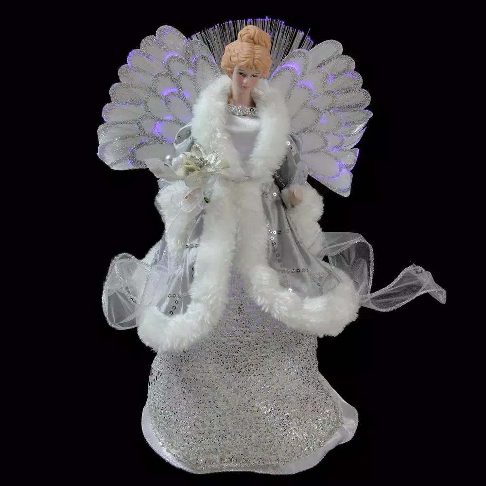 Northlight 13 In. Lighted B/O Fiber Optic Angel In Silver Gray Gown Christmas Tree Topper 2 Northlight 13 In. Lighted B/O Fiber Optic Angel In Silver Gray Gown Christmas Tree Topper - Image 2