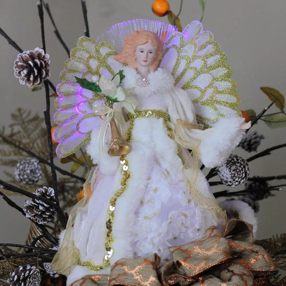 Northlight 14 In. Lighted B/O Fiber Optic Angel In Cream And Gold Gown Christmas Tree Topper 2 Northlight 14 In. Lighted B/O Fiber Optic Angel In Cream And Gold Gown Christmas Tree Topper - Image 2
