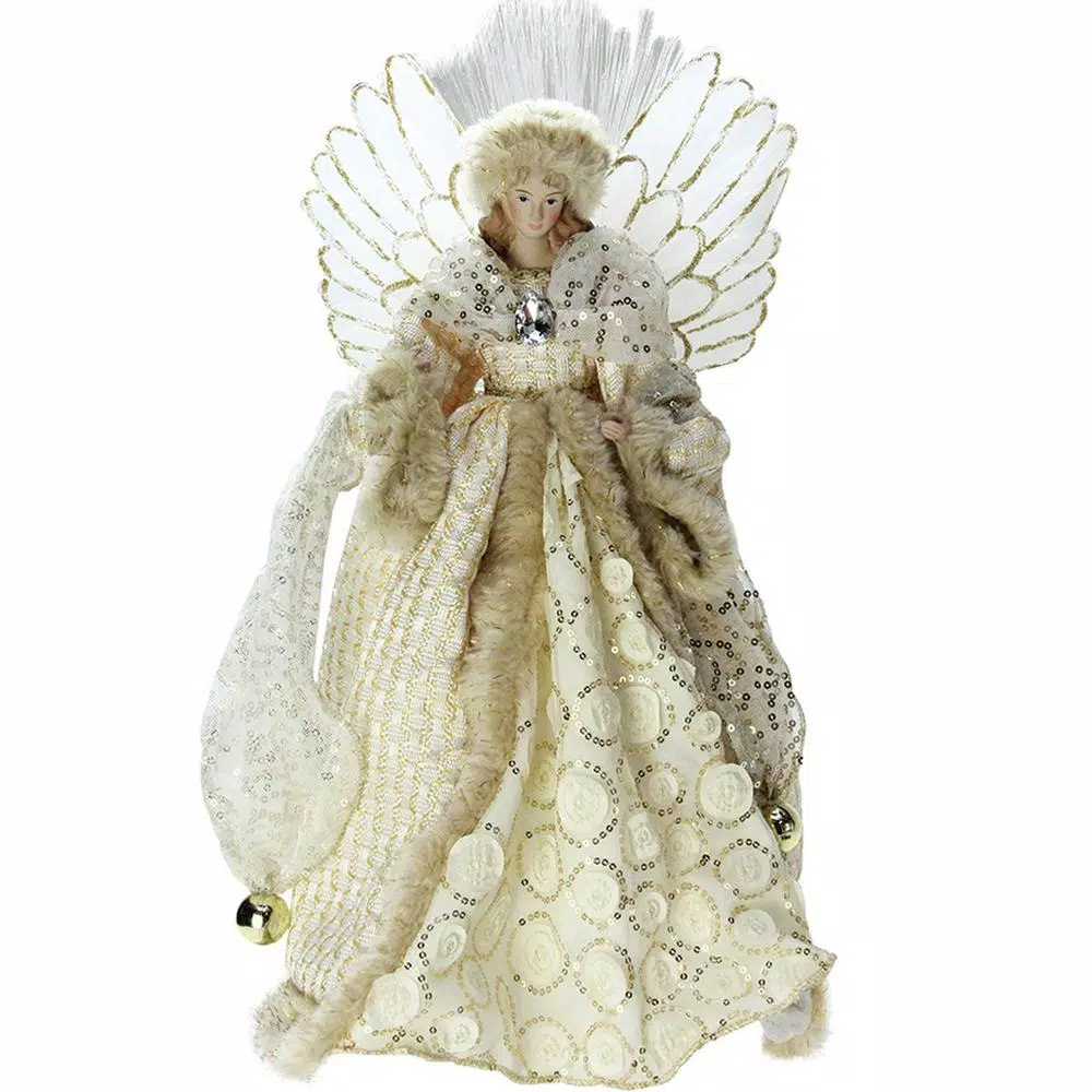 Northlight 16 In. Lighted B/O Fiber Optic Angel In Golden Sequined Gown Christmas Tree Topper 1 Northlight 16 In. Lighted B/O Fiber Optic Angel In Golden Sequined Gown Christmas Tree Topper