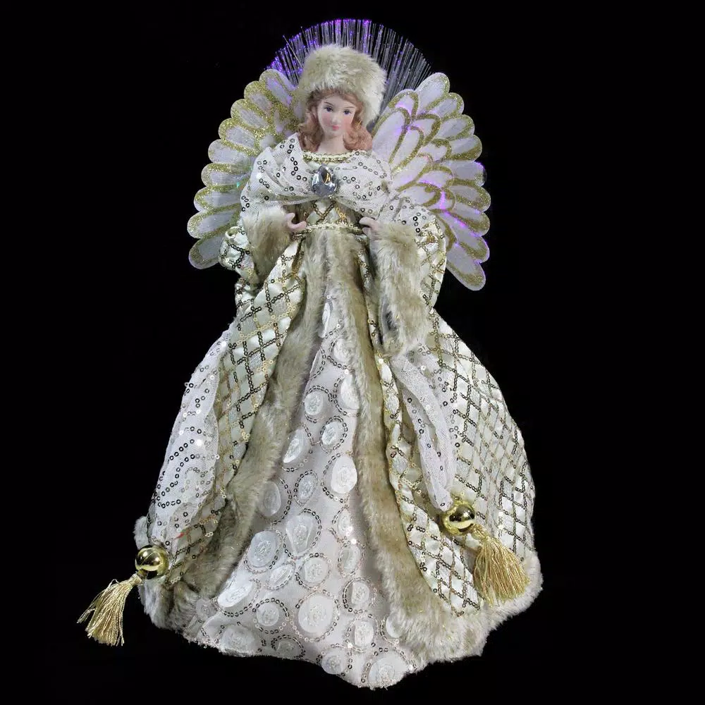 Northlight 16 In. Lighted B/O Fiber Optic Angel In Golden Sequined Gown Christmas Tree Topper 2 Northlight 16 In. Lighted B/O Fiber Optic Angel In Golden Sequined Gown Christmas Tree Topper - Image 2