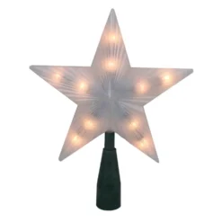 Northlight 7 In. Lighted Frosted 5-Point Star Christmas Tree Topper With Clear Lights