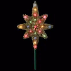 Northlight 21 In. Gold Tinsel Star Of Bethlehem Christmas Tree Topper In Multi-Lights
