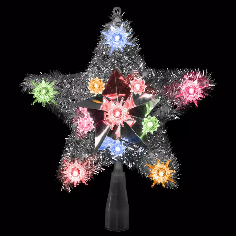 Northlight 9 In. Lighted Silver Tinsel Star Christmas Tree Topper In Multi-Lights 1 Northlight 9 In. Lighted Silver Tinsel Star Christmas Tree Topper In Multi-Lights