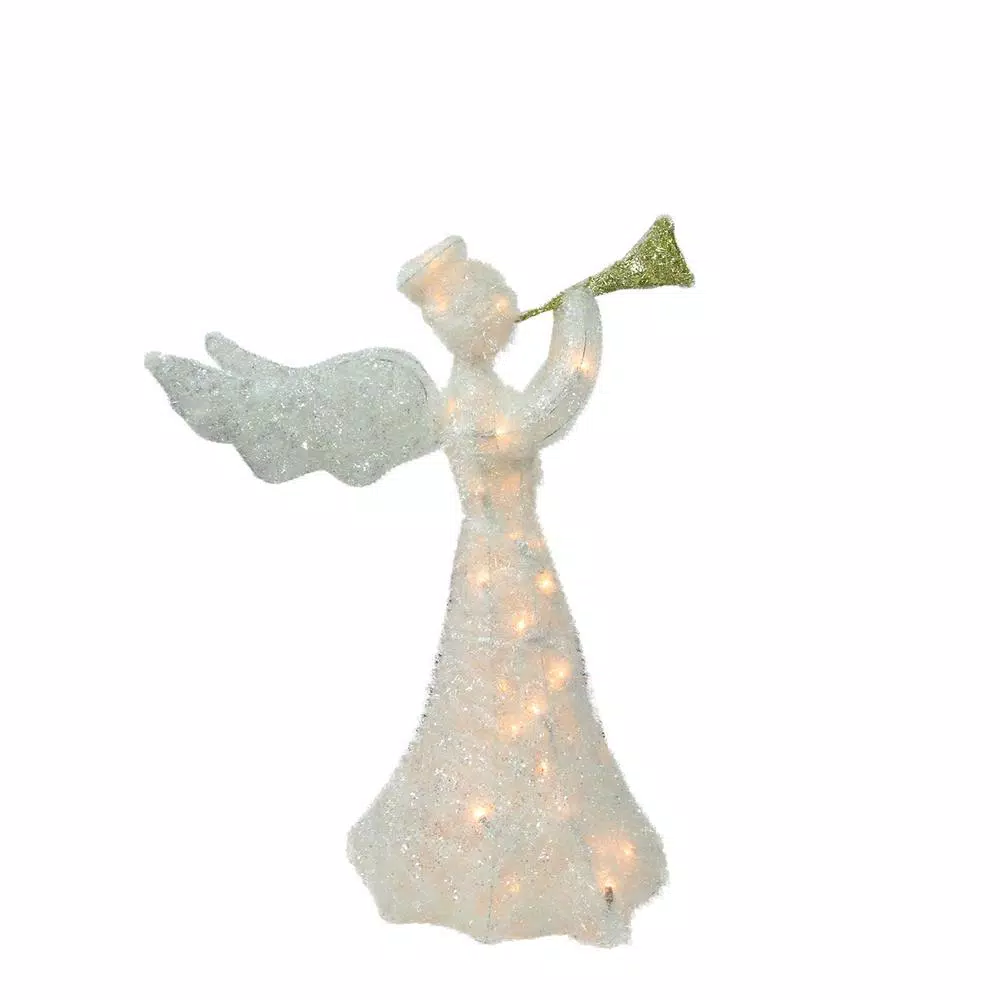 Northlight 29 In. Christmas Lighted Tinsel Trumpeting Angel Outdoor Decoration 1 Northlight 29 In. Christmas Lighted Tinsel Trumpeting Angel Outdoor Decoration