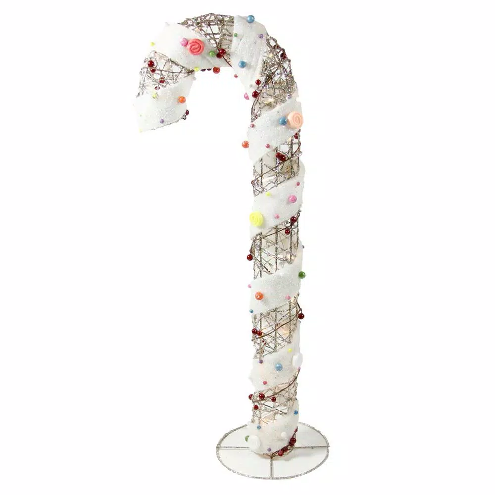 Northlight 32 In. Christmas Lighted Champagne Gold Glittered Rattan Candy Covered Candy Cane Outdoor Decoration 1 Northlight 32 In. Christmas Lighted Champagne Gold Glittered Rattan Candy Covered Candy Cane Outdoor Decoration