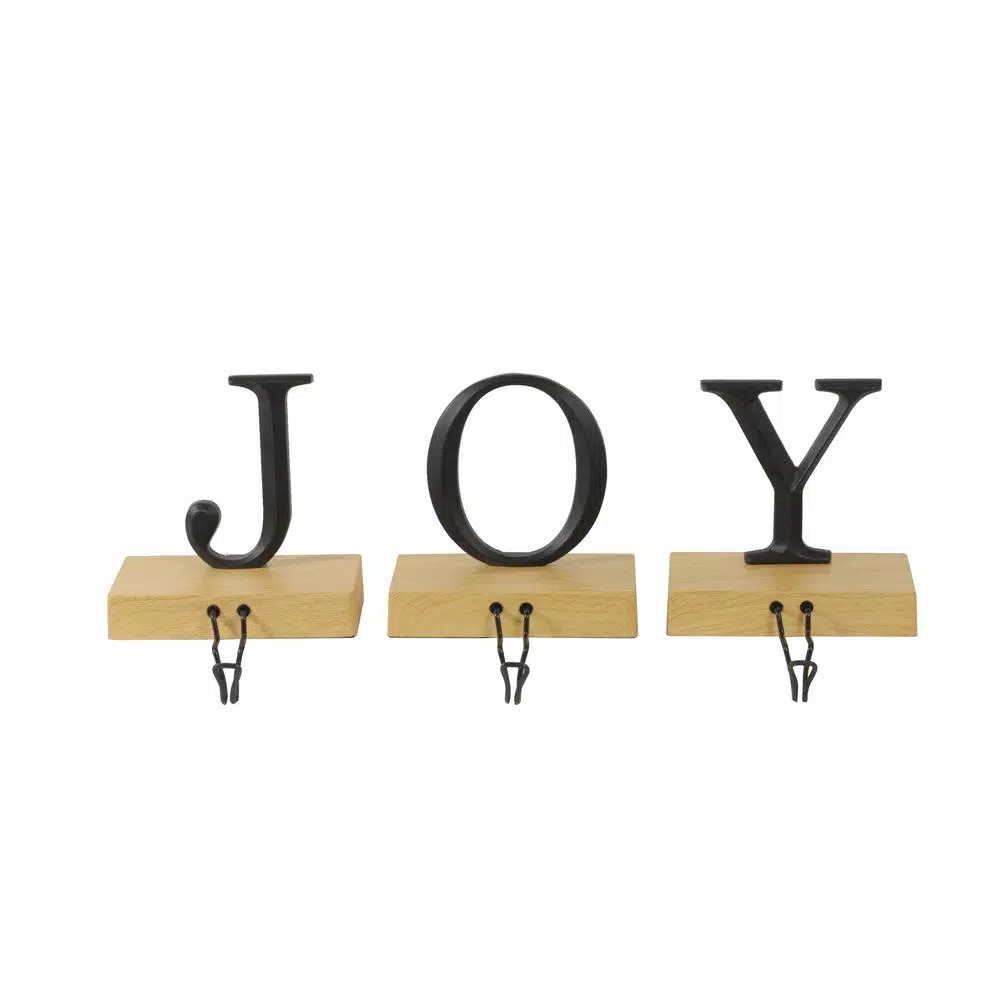 Northlight 6 In. Metal And Wood Joy Weighted Christmas Stocking Holder (Set Of 3) 1 Northlight 6 In. Metal And Wood Joy Weighted Christmas Stocking Holder (Set Of 3)