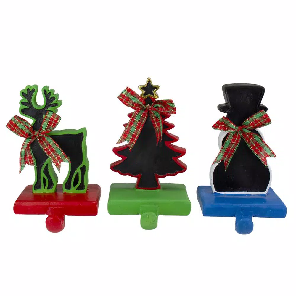 Northlight 7 In. Reindeer Tree And Snowman With Chalkboard Christmas Stocking Holders (Set Of 3) 1 Northlight 7 In. Reindeer Tree And Snowman With Chalkboard Christmas Stocking Holders (Set Of 3)