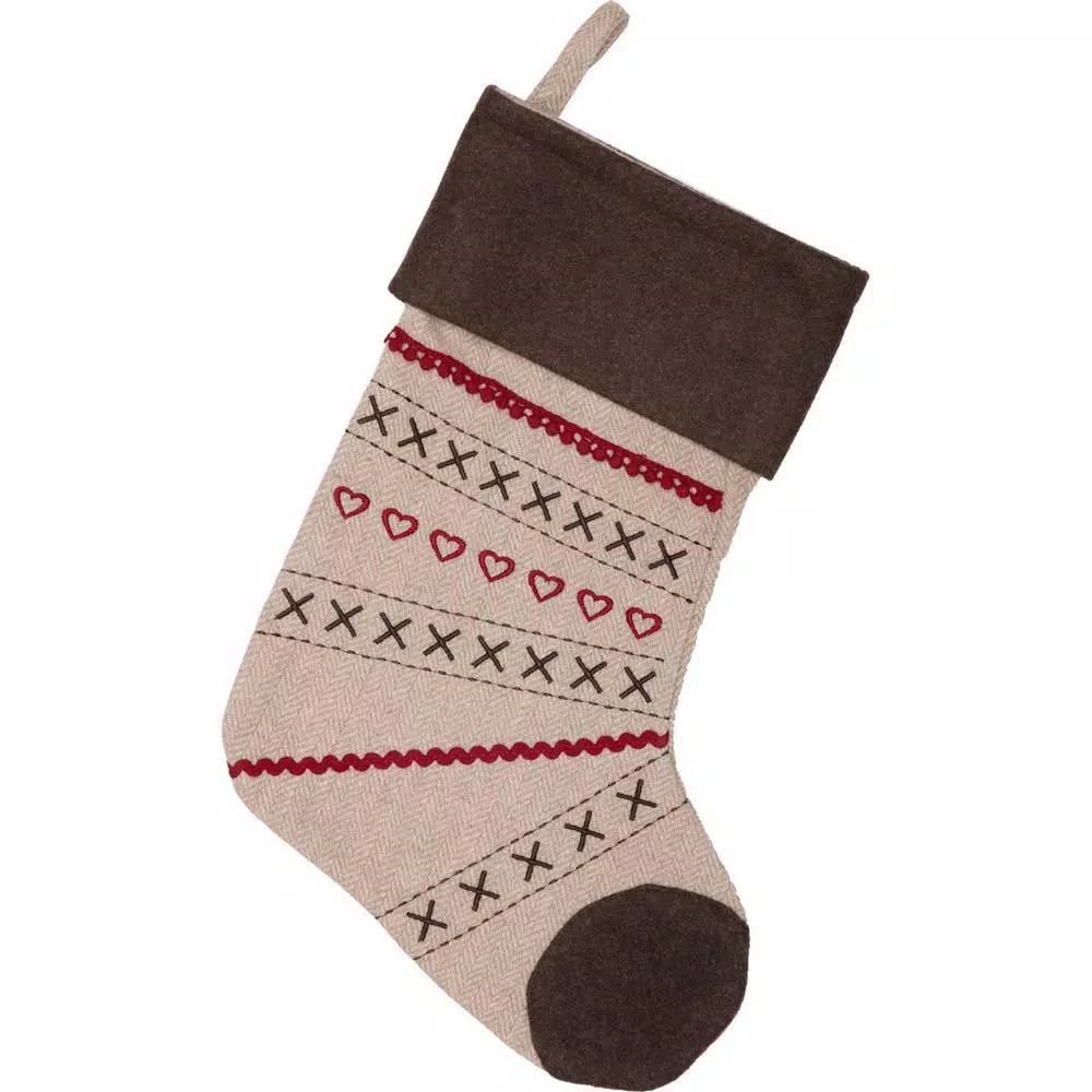 VHC Brands 15 In. Merry Little Christmas Khaki Tan Traditional Decor Stocking 1 VHC Brands 15 In. Merry Little Christmas Khaki Tan Traditional Decor Stocking