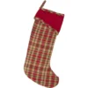 VHC Brands 20 In. Cotton/Felt Claren Cherry Red Rustic Christmas Decor Stocking