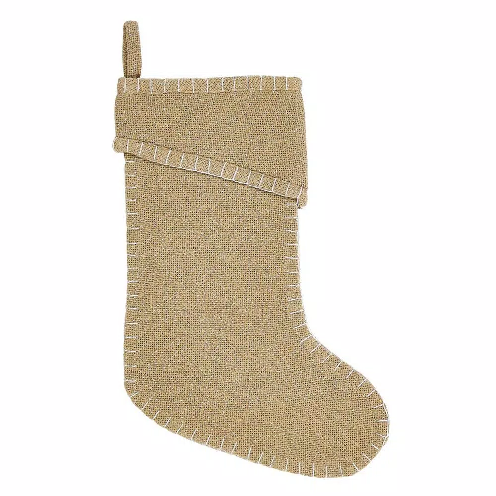 VHC Brands 15 In. Cotton Natural Nowell Farmhouse Christmas Decor Stocking 1 VHC Brands 15 In. Cotton Natural Nowell Farmhouse Christmas Decor Stocking