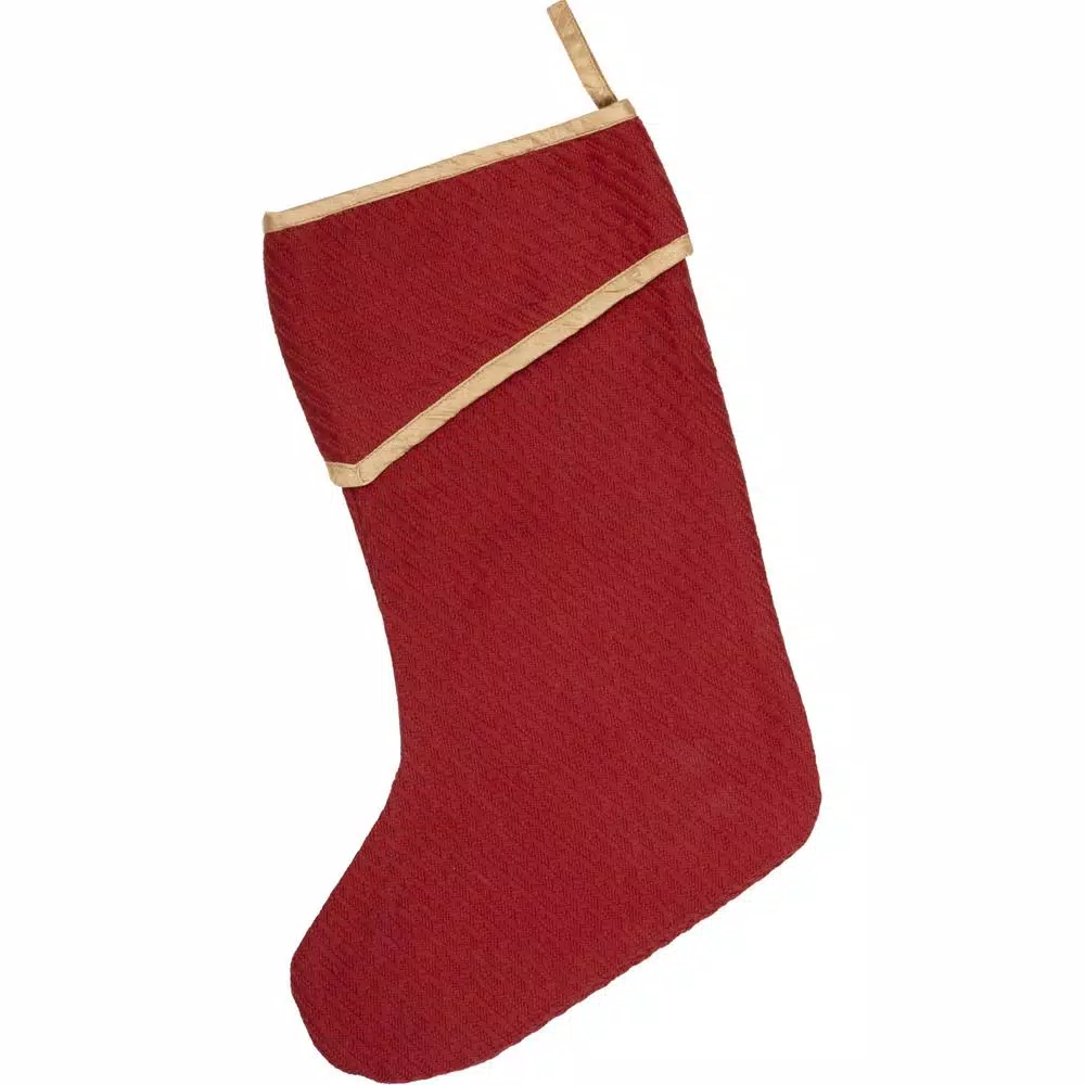 VHC Brands 15 In. Cotton/Nylon Revelry Brick Red Traditional Christmas Decor Stocking 2 VHC Brands 15 In. Cotton/Nylon Revelry Brick Red Traditional Christmas Decor Stocking - Image 2