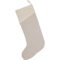 VHC Brands 20 In. Cotton/Metallic Thread Ingrid Ash Grey Farmhouse Christmas Decor Stocking -Christmas decorations shop vhc brands christmas stockings 32016 c3 1000