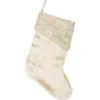 VHC Brands 15 In. 100% Viscose Creme Memories Glam Christmas Decor Stocking