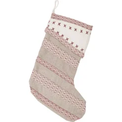 VHC Brands 15 In. Liv Pebble Grey Traditional Christmas Decor Stocking