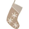 VHC Brands 15 In. Cotton Pearlescent Natural Tan Coastal Christmas Decor Stocking