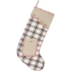VHC Brands 20 In. Cotton Amory Ivory White Farmhouse Christmas Decor Stocking With Pocket